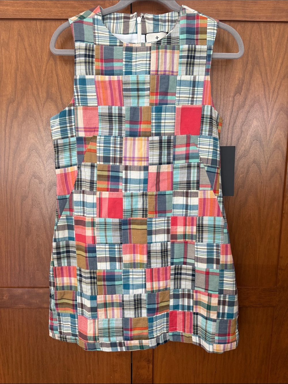 Tuckernuck women’s Patchwork Plaid Sleeveless Dress - Coral, Teal, Navy, Yellow